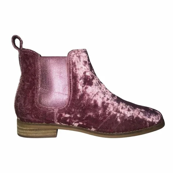 NWT Toms Ella Faded Rose Velvet Ankle Boots 6N Narrow Purple - Picture 6 of 11